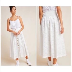 NEW Anthropologie Meauve White Vanderbilt Eyelet Skirt BOHO Cottage-core…